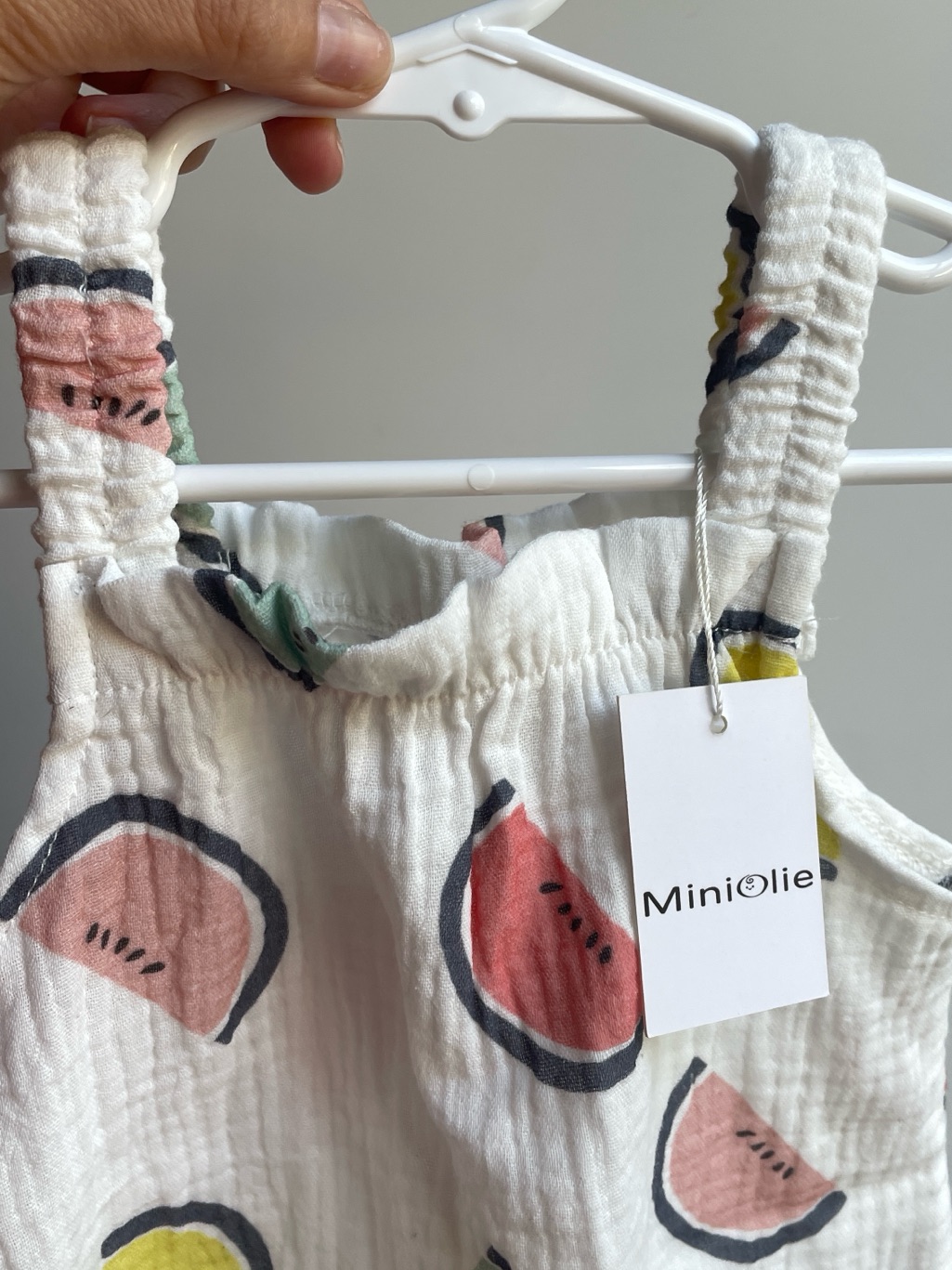 White Watermelon Print Baby Romper With Matching Hat, 3-6 Months — image 2 of 5